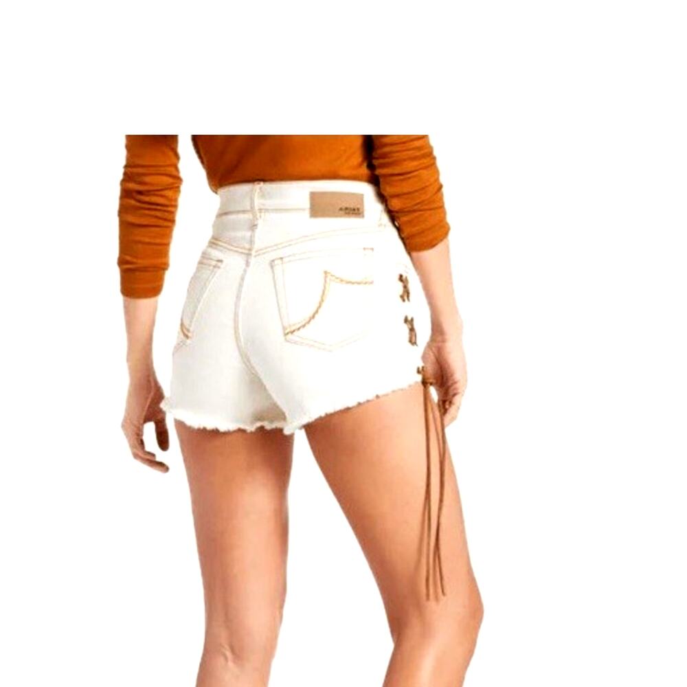 Ariat Shorts Lace Up Leather Womens XL 32 Western Cowgirl Festival Rodeo Prairie